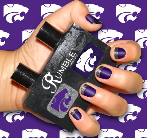 WOW - Nail this look this season wildcats! www.rumblecosmetics.com Bb Nails, Football Nail Designs, Sports Nails, Football Nails, Tiger Nails, Rock Chalk Jayhawk, Ku Jayhawks, Wow Nails, Kansas State