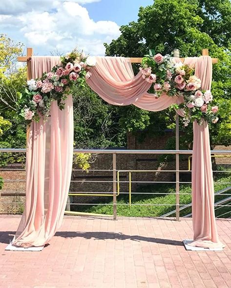 Amazon.com: Wedding Arch Drapes Fabric 2 Panels 6 Yards Peach Chiffon Fabric Drapery for Party Ceremony Stage Reception Decorations : Home & Kitchen Wedding Arch Draping, Draping Fabric, Outdoor Wedding Decorations, Wedding Arch, Chiffon Fabric, Outdoor Wedding, Rustic Wedding, Wedding Ceremony, Arch