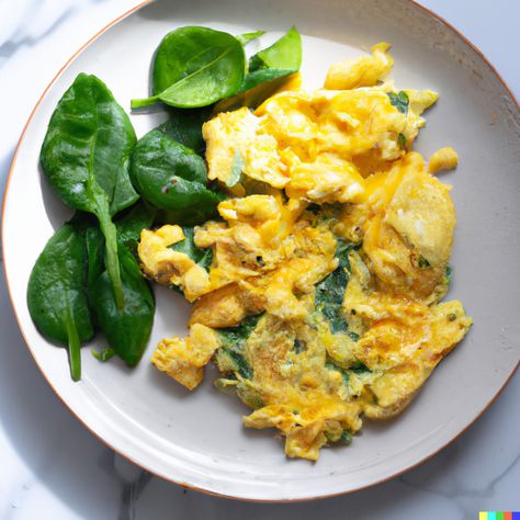 Scrambled Eggs with Spinach and Avocado Scrambled Eggs Spinach, Eggs With Spinach, Scrambled Eggs With Spinach, Food Inspo, Avocado Egg, Scrambled Eggs, High Protein, No Cook Meals, Meal Plan