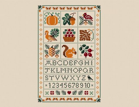 Cross Stitch Software, Cross Stitch Autumn, Thanksgiving Harvest, Red Cardinal, Graph Paper, Cross Stitch Designs, Autumn Fall, Fall Pumpkins, Stitch Patterns