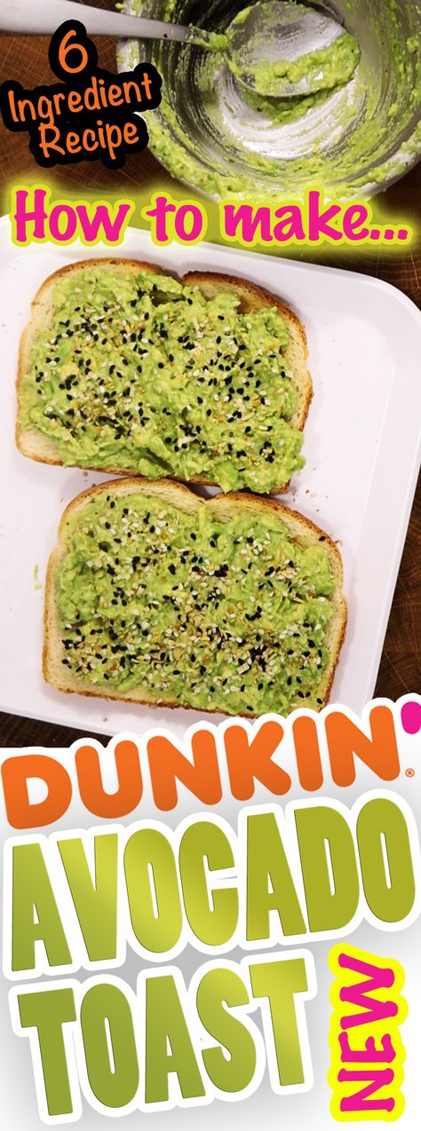 How to make Dunkin Donuts NEW AVOCADO TOAST Recipe at home using 6 ingredients. Their Newest Limited Time Menu Item Best Avacoda Toast Recipe, Dunkin Avocado Toast, Avocado Toast Dunkin, Dunkin Avocado Toast Recipe, Dunkin Donuts Avocado Toast Recipe, Avacodo Toast Recipe Idea, Dunkin Recipes, Avacodo Toast Recipes Breakfast, Pasta Food Recipes