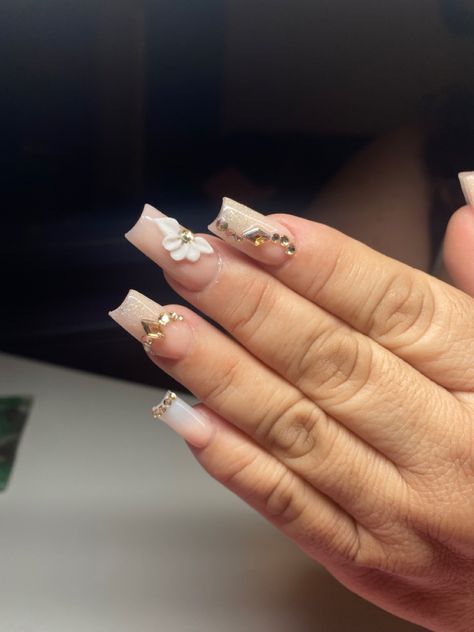 Can never go wrong with a pretty good set with rhinestones and 3D flowers! #nails Flower Nails Black, 3d Flowers Nails, Flowers Nails, 3d Flower Nails, Nails Black, 3d Flowers, Gold Nails, Flower Nails, Black Nails