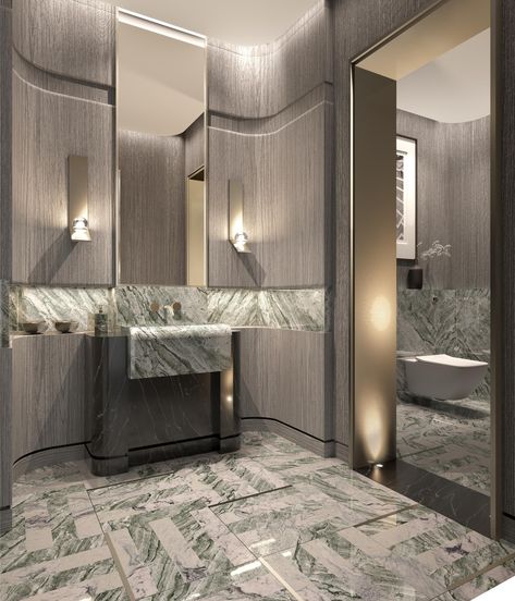 Powder Room Interior, Public Restroom Design, Master Bath Design, Bathroom Sanitary, French Living Rooms, Restroom Design, Spa Interior, Bathroom Decor Luxury, Public Bathrooms