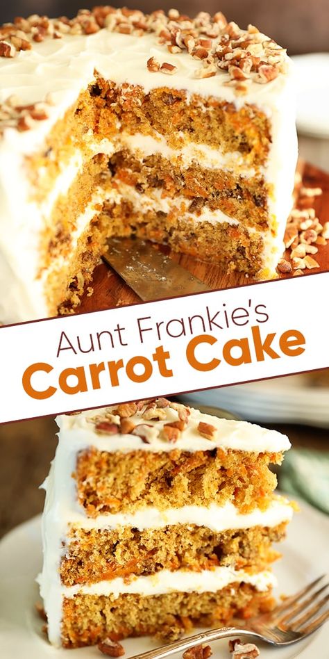 Aunt Frankie’s Carrot Cake Cake Recipes Carrot, The Best Carrot Cake, Cake Carrot, Carrot Cake Bars, Homemade Carrot Cake, Pastas Recipes, Moist Carrot Cakes, Best Carrot Cake, Cake Recipes From Scratch