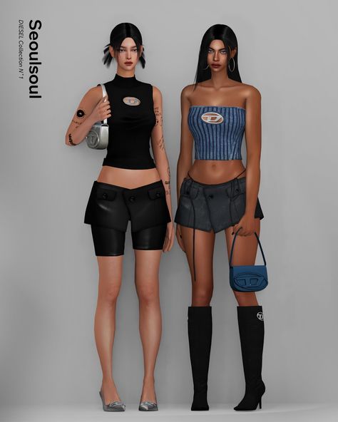 90’s Outfits, Sims 4 Black Hair, Diesel Clothing, Nike Set, Sims Packs, The Sims 4 Pc, Free Sims 4, Sims 4 Body Mods, Fashion Gal