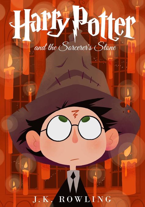 When I heard it was the 20th anniversary of Harry Potter I had to give drawing a book cover a try! #harrypotter #illustration #bookcover Harry Potter Book Cover Design, Book Cover Harry Potter, Drawing A Book, Harry Potter Part 1, Cover Harry Potter, Harry Potter Book Covers, Harry Potter Cartoon, Creative Book Covers, Harry Potter Book