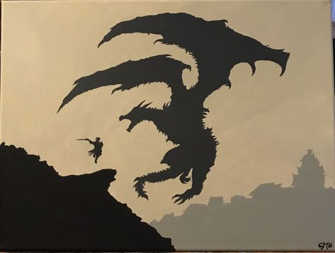 Alduin Skyrim Tattoo, Skyrim Painting, Videogames Artwork, Dragon Core, Skyrim Tattoo, Skyrim Fanart, Painting Minecraft, Skyrim Dragon, Dragon Born