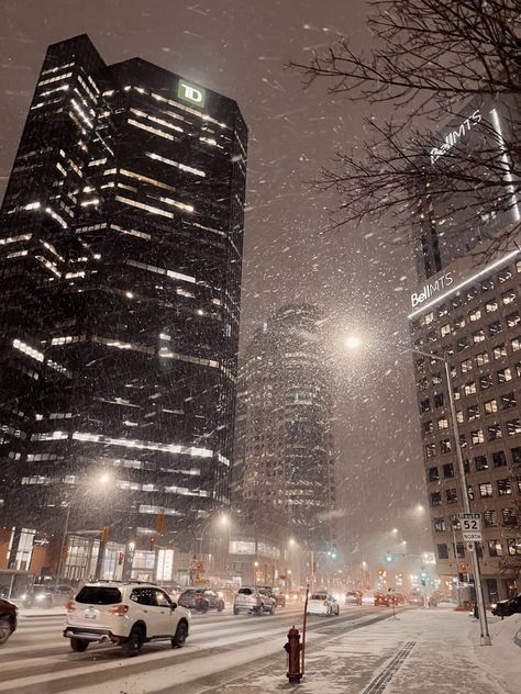 Snowy City Night, Winter City Aesthetic, Winter Widgets, Snowy City, Snow City, New York City Christmas, Snow Night, Winter City, Snow Pictures