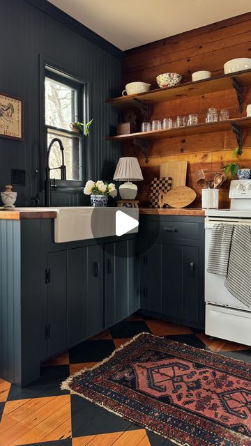 22K views · 6K likes | Raftyn | The Rignell Ranch on Instagram: "Cabin Kitchen Reveal!!! 🎉 I was worried about the countertop color but painting these lower cabinets painted BLUE made all the difference! 💙 I am so happy with how it all turned out and this little kitchen is now more functional for our family! Bring on SUMMER ☀️

#kitchendesign #cottagekitchen #kitchenrenovation #beforeandafterhomeedition" Rignell Ranch, Lower Cabinets, Cabinets Painted, Cabin Kitchen, Countertop Colours, Cabin Kitchens, Low Cabinet, Little Kitchen, I Am So Happy