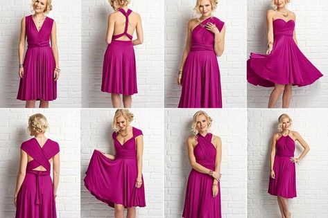 Infinity Dress Tutorial, Wrap Dress Tutorial, Diy Wrap Dress, Robe Fuchsia, Convertible Wrap Dress, Infinity Wrap Dresses, Robe Diy, Dress Patterns Diy, Beginner Sewing Patterns