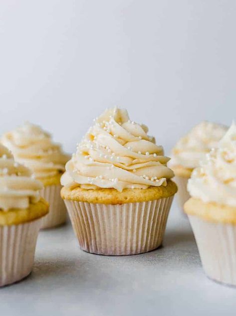 Gluten Free Cupcakes Vanilla, Brown Eyed Baker, Mocha Cupcakes, Vanilla Cupcake Recipe, Vanilla Buttercream Frosting, Cupcake Frosting, Vanilla Frosting, Vanilla Cupcakes, Vanilla Buttercream