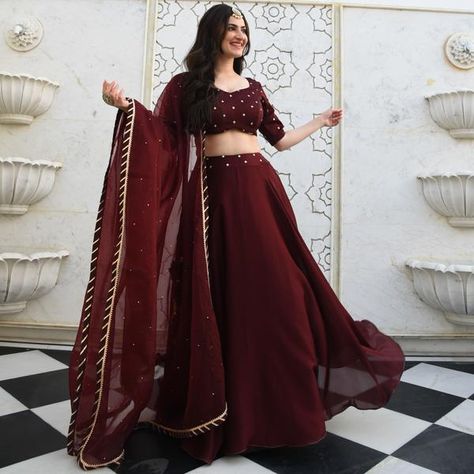 Lehenga Simple, Chikankari Lehenga, Simple Lehenga, Indian Outfits Lehenga, Lehenga Designs Simple, Lehnga Dress, Traditional Contemporary, Bridal Lehenga Red, Half Saree Designs