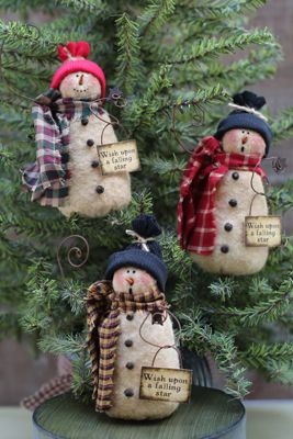 Primitive Christmas Patterns, Angels Ornaments, Snowman Doll, Snowman Crafts Diy, Make Craft, Falling Star, Prim Christmas, Snowmen Patterns, Christmas Tree Ideas