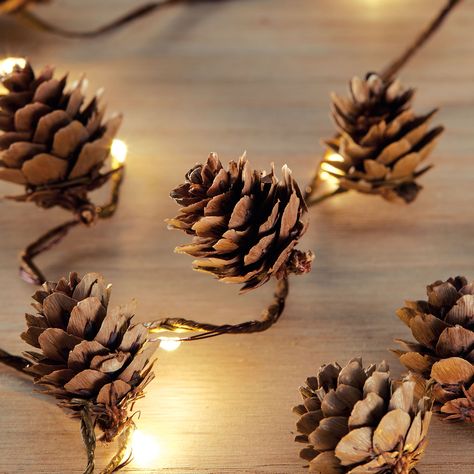 Purchase the 18ct. Warm White LED Pinecone String Lights by Ashland® at Michaels. Add a warm glow to your fall décor with these fun pinecone string lights. The wire string is bendable, making these lights perfect for adding to fall decorations or incorporating into a centerpiece. Add a warm glow to your fall décor with these fun pinecone string lights. The wire string is bendable, making these lights perfect for adding to fall decorations or incorporating into a centerpiece. Details: Pinecone on Fall Shower Centerpieces, Forest Theme Decor, Cute Fall Decor, Warm Christmas Decor, Wedding Rehearsal Dinner Decorations, Pine Cone Flower Wreath, Pine Cone Candles, Vintage Fall Decor, Fall Mason Jars