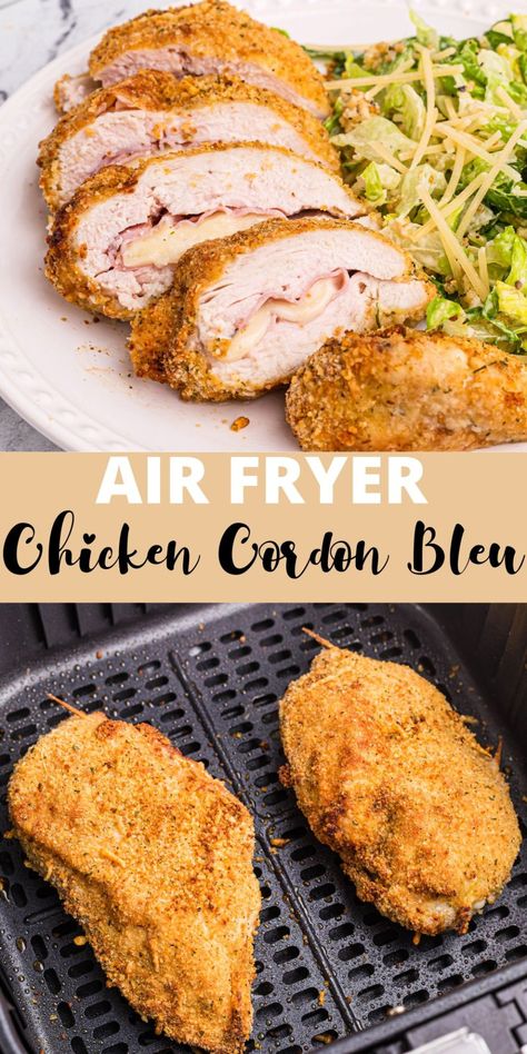 Chicken Cordon Bleu Instant Pot, Airfryer Chicken Cordon Bleu, Chicken Cordon Bleu In Air Fryer, Chicken Cordon Blue Air Fryer Recipes, Air Fryer Cordon Bleu, Chicken Cordon Bleu Air Fryer Recipe, Air Fryer Chicken Cordon Bleu Recipes, Homemade Chicken Cordon Bleu, Chicken Corn On Blue