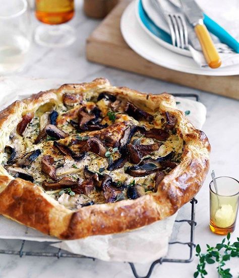 Mushroom and ricotta galette recipe | Gourmet Traveller recipe :: Gourmet Traveller Ricotta Galette, Galette Recipe, Savory Tart, Gourmet Cooking, Winter Recipes, Pavlova, Vegetarian Dishes, Ricotta, Gourmet Recipes