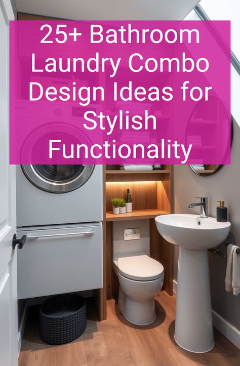 25+ Bathroom Laundry Combo Design Ideas for Stylish Functionality Bathroom Laundry Combo With Tub, Laundry With Bathroom Ideas, Master Bath With Washer And Dryer Layout, Tiny Bathroom With Laundry, Small Laundry Room Bathroom Combo, Half Bathroom Laundry Combo, Half Bath Laundry Room Combo Layout, Bathroom Washing Machine Hidden, Laundry Toilet Combo