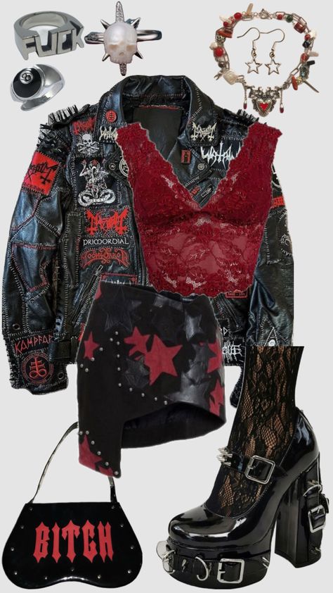 Ropa Punk Rock, Rock Star Outfit, Estilo Punk, Looks Street Style, Looks Chic, Alternative Outfits, Really Cute Outfits, Dark Fashion, Edgy Outfits