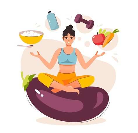 Healthy Illustration Vectors, Photos and PSD files | Free Download Balance Diet, Flat Vector Illustration, Diet Program, Flat Vector, Balanced Diet, Apple Products, Healthy Food, Meal Planning, Graphic Resources