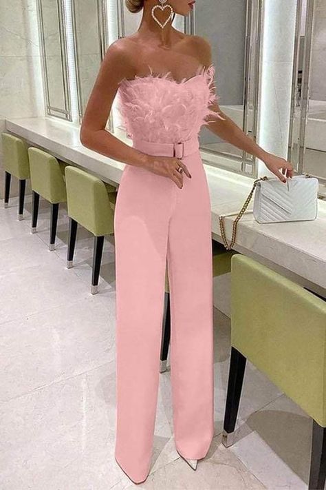 Pastel Pink Jumpsuit, Fancy Pants Outfit, Halloween Parejas, Casual College Outfits, Professional Outfits Women, Pink Jumpsuit, Design Dresses, Fancy Pants, Wedding Outfits