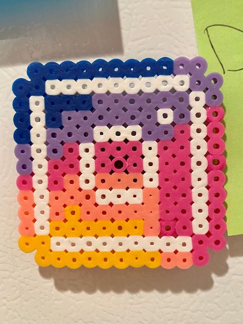 adorable, decorative, beaded magnets inspired by the very popular social media apps Pyssla Ideas, Ironing Beads, Melty Bead Designs, Beads Perler, Hamma Beads Ideas, Easy Perler Bead Patterns, Melty Bead Patterns, Pearl Beads Pattern, Easy Perler Beads Ideas