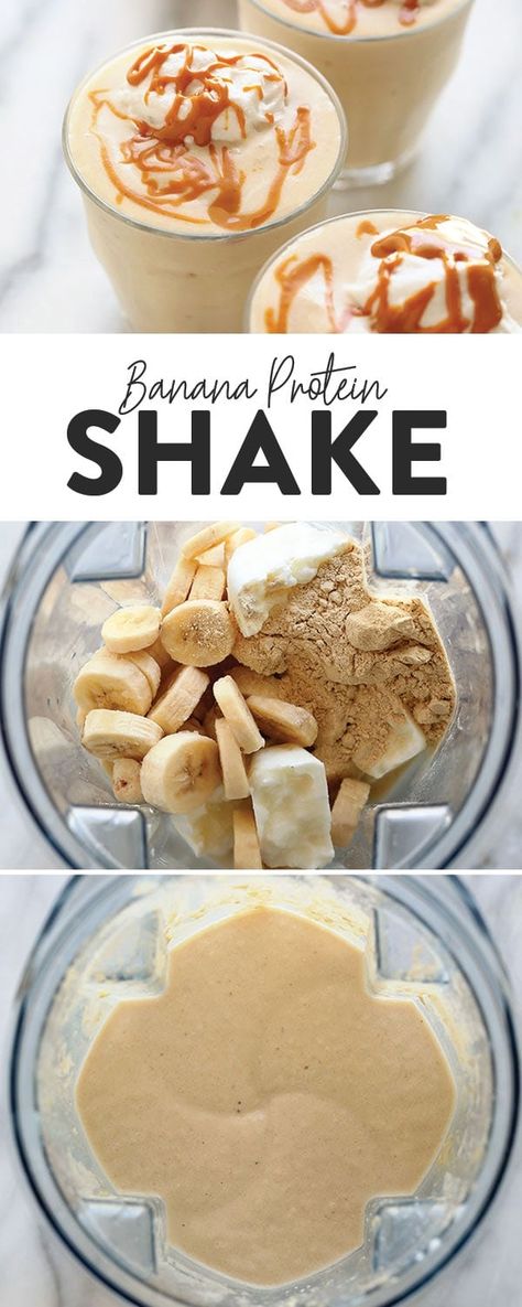 Fitness Smoothies, Fitness Protein Shakes, Protein Drink Recipes, Banana Protein Shake, Protein Shake Recipe, Healthy Protein Shakes, Banana Shake, Protein Shake Smoothie, Protein Smoothies