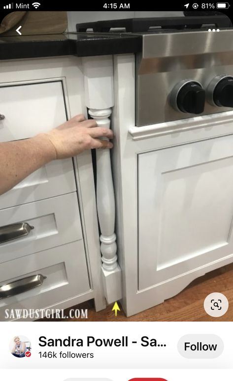 Adding Trim To Kitchen Cabinets, Cooktop Cabinet, Half Kitchen, Cabinets To Ceiling, Kitchen Cooktop, Cabinet Molding, Cabinets To Go, Sawdust Girl, Cabinet Trim