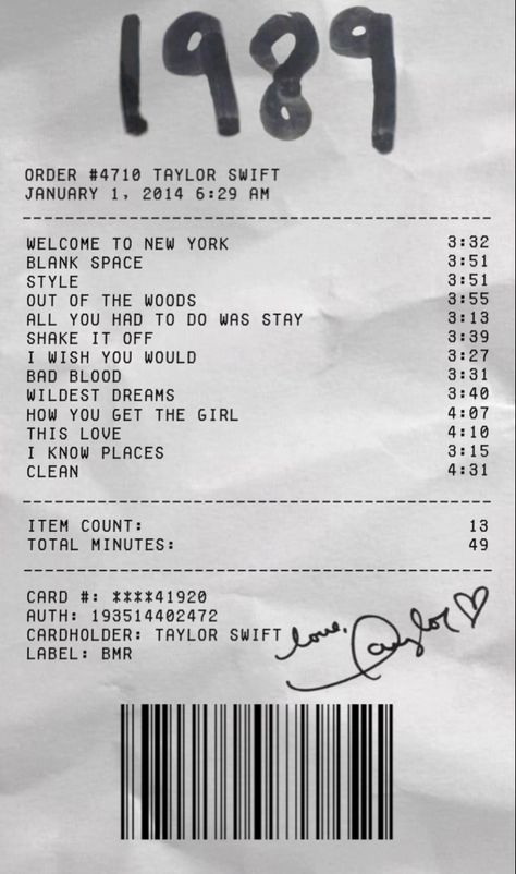 Taylor Swift 1989 Receipt, 1989 Poster Aesthetic, Posters For Room Taylor Swift, Taylor Swift Wallpaper 1989 Era, 1989 Taylors Version Poster, 1989 Taylor Swift Room Aesthetic, 1989 Taylor Swift Receipt, 1989 Poster Taylor Swift, 1988 Taylor Swift