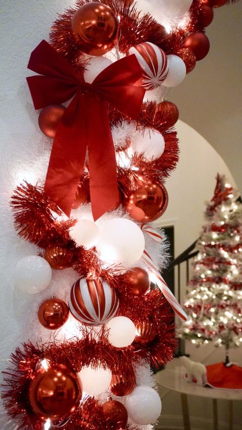 My Candy Cane Themed Christmas Decor - ravenelysetv.com Ornament Arch Diy, Christmas Ornament Arch, Diy Candy Cane Decorations, Ornament Arch, Raven Elyse, Cajun Christmas, Christmas Candy Cane Decorations, Christmas Arch, Canes Decor