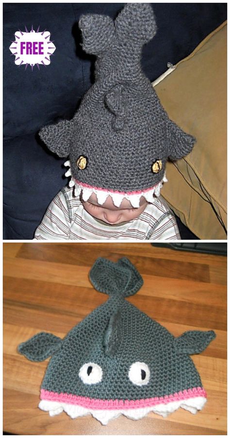 Crochet Shark Hat Free Crochet Patterns Crochet Shark Hat, Shark Crochet, Crochet Shark, Crochet Baby Blanket Beginner, Shark Hat, Crochet Kids Hats, Crochet Hat Free, Crochet Hats Free Pattern, Crochet Cap