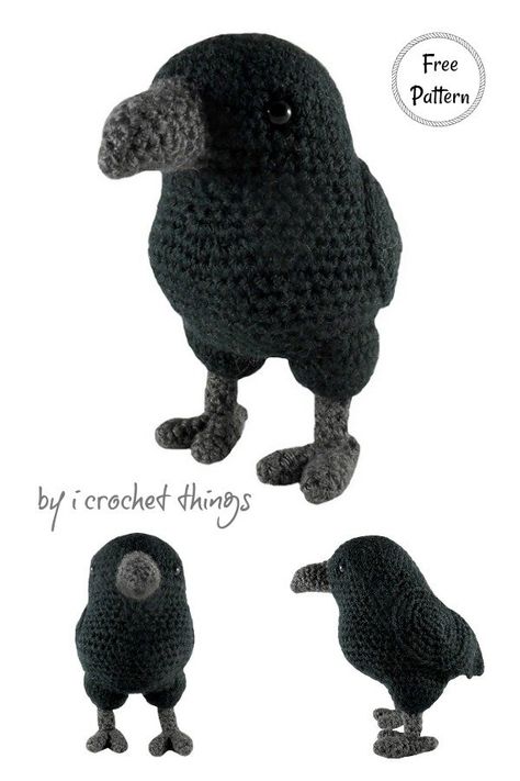 Amigurumi Crow Free Crochet Pattern Plague Doctor Crochet Pattern Free, Isopod Crochet Pattern Free, Raven Crochet Pattern Free, Weird Crochet Patterns Free, Horror Crochet Free Pattern, Yarn Hobbies, Crochet Creepy, Creepy Crochet, Functional Crochet