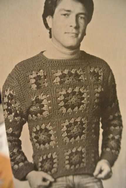 Vintage 1965 men’s granny square sweater from old McCall’s magazine Crochet Granny Square Sweater, Crochet Baby Pants, Square Sweater, Granny Square Sweater, Crochet Men, Crochet Baby Boy, Crochet Wool, Crochet Granny Square, Granny Squares Pattern