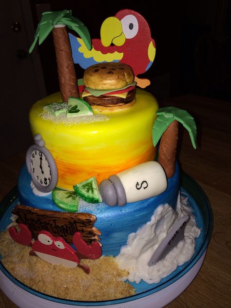 Jimmy buffet cake! Jimmy Buffet Cake Ideas, Jimmy Buffett Birthday Cake, Jimmy Buffet Cake, Jimmy Buffett Party, Margaritaville Party, Caribbean Christmas, Cheeseburger In Paradise, Margarita Party, 90th Birthday Cakes