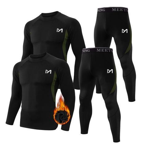 PRICES MAY VARY. 【Outstanding Flexibility for Any Sport】:MEETYOO mens long johns thermal set is designed with 4-way stretch compression, high elasticity and flexibility, allowing you to move freely without feeling constricted. Flat lock prevents chafing and skin irritation. 【Slim and Lightweight Thermal Set】: You can have 2 Sets thermal underwear. they are very lightweight, soft and comfortable. winter clothes for men will cinch your waistband or sleeves to minimize heat loss and increase warmth Winter Clothes For Men, Thermal Clothes, Cold Feeling, Mens Long Johns, Mens Compression Pants, Womens Thermal, Mens Compression, Mens Thermals, Long Johns