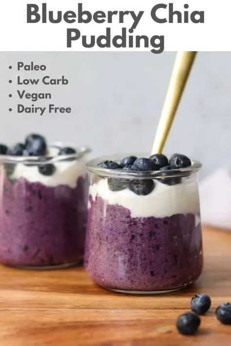 Blueberry Chia Pudding, Pudding Recept, Blueberry Pudding, Chia Pudding Recipes Healthy, Blueberry Desserts Recipes, Recipes Chili, Mango Chia Pudding, Cake Pizza, Chia Recipe