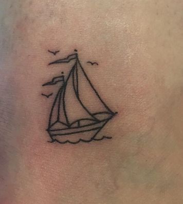 Sailing Tattoo, Grandma Tattoo, Grandma Tattoos, Sailboat Tattoo, Boat Tattoo, Hippie Tattoo, Rock Tattoo, Fantasy Tattoos, Matching Couple Tattoos