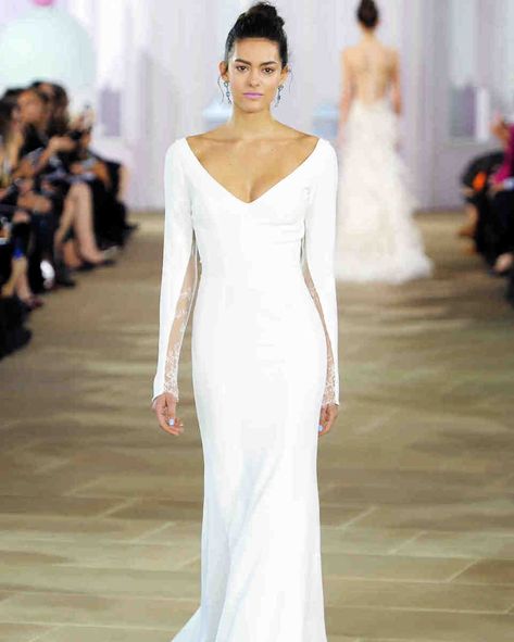 Wedding Dress Shapes, Plain Wedding Dress, Simple Wedding Dresses, Sleeved Wedding, Trumpet Wedding Dress, Bridal Fashion Week, Fall Wedding Dresses, Winter Wedding Dress, Necklines For Dresses