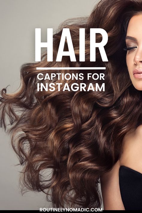 Hair model with words hair captions for Instagram Instagram Captions For Hair Bangs, New Hair Post Instagram Story, Long Hair Instagram Captions, Fall Hair Quotes Instagram, Brunette Hair Quotes, Short Hair Captions Instagram Posts, Balayage Instagram Caption, Fall Hair Quotes Stylist, Spring Hair Quotes