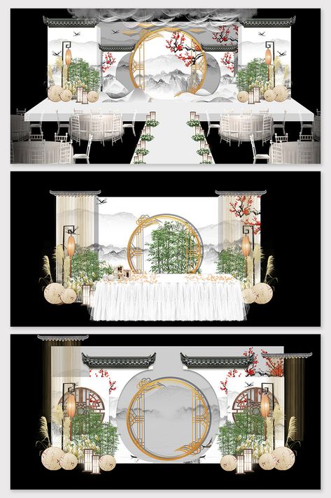 Modern Chinese Wedding, Asian Wedding Decor, Chinese Wedding Decor, Asian Inspired Wedding, Chinese Theme, Wedding Stage Design, Wedding Illustration, Modern Chinese, Chinese Wedding