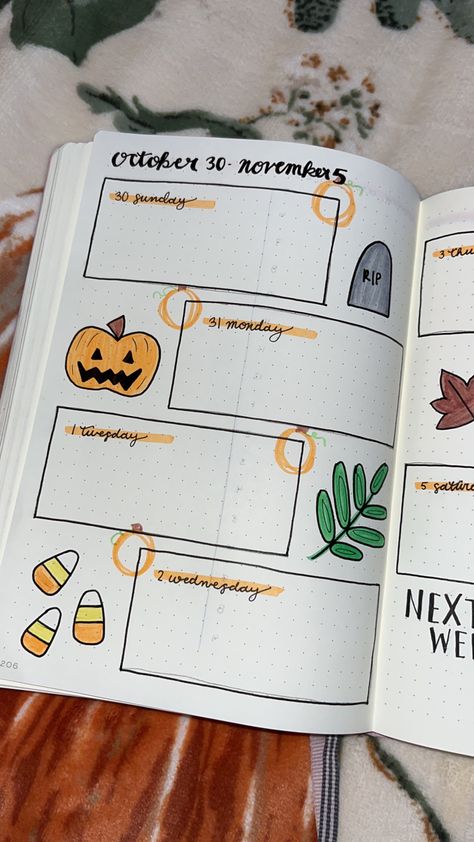 Bullet Journal Halloween, October Bullet Journal, October Planner, Bullet Journal October, Bullet Journal Work, Journal Weekly Spread, Bullet Journal Month, Bullet Journal Weekly, Bullet Journal Paper