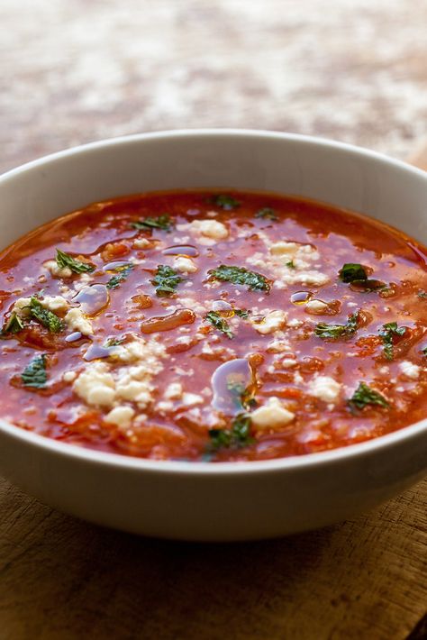 Inspired by a recipe in Diane Kochilas’s wonderful new book “The Country Cooking of Greece,” this thick, satisfying soup is based on a summer soup made with fresh tomatoes It looked so comforting that I decided to use canned tomatoes and make a winter version The onion not only contributes flavor but also texture to this thick potage. Bulgur Soup, Cooking Carrots, Bulgur Recipes, Bulgur Salad, Vegetarian Comfort Food, Armenian Recipes, Vegetarian Thanksgiving, Tomato Soup Recipes, Nyt Cooking