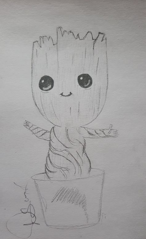 Groot drawing sketch Groot Sketch, Groot Drawing, Drawing Pencil, Drawings Simple, Sketch Drawing, Drawing Sketch, Art Drawings Simple, Drawing Sketches, Pencil Drawings