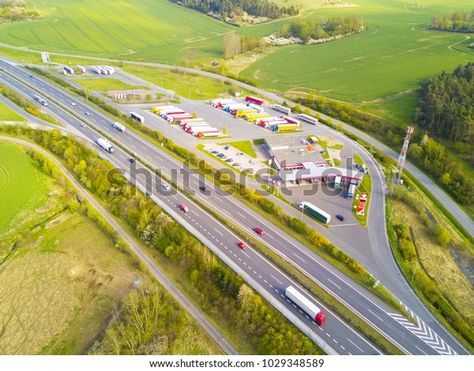 Aerial View Highway Rest Area Restaurant Stock Photo (Edit Now) 1029348589