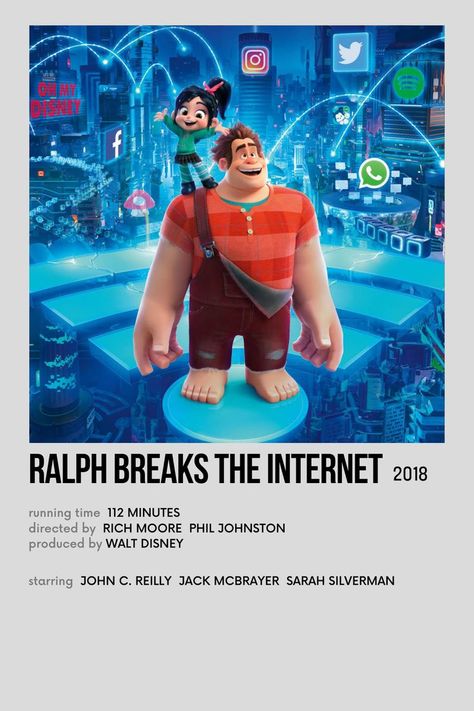 Ralph Breaks the Internet Old Kids Cartoons, Disney Movies List, Minimalist Polaroid Poster, New Disney Movies, Disney Movie Posters, Ralph Breaks The Internet, Song Posters, Disney Movies To Watch, Polaroid Posters