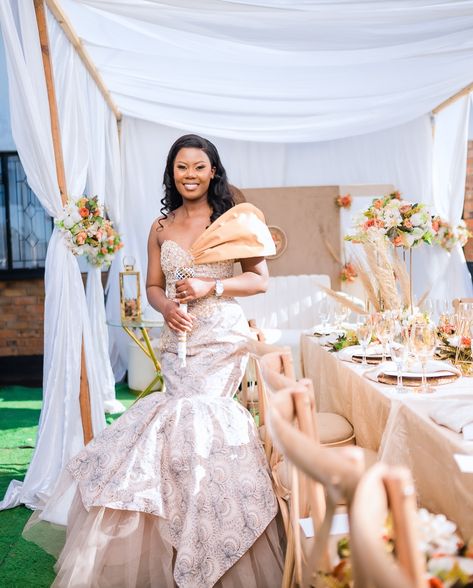 It was a beautiful day🙏 Decor @threetowersweddingstyling Dress @leverangeofficial Mua @glam_by_charmza Hair @indulgence.hair_and_beauty Photographer @emangraphics Lobola Day Outfits, Traditional Lobola Decor, Lobola Dresses, Lobola Celebration, Lobola Decor, Chilanga Mulilo, Shweshwe Wedding Dresses, South African Wedding Dress, African Traditional Wedding Dress