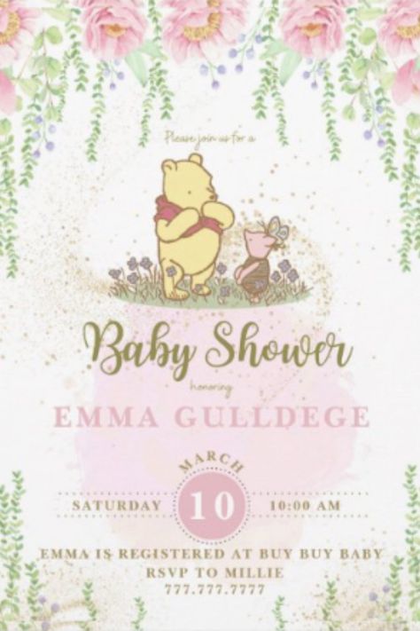 Pooh Invitation, Baby Shower Party Invitations, Winnie The Pooh Baby Shower, Pooh Baby, Baby Shower Planning, Buy Buy Baby, Party Invite Template, Baby Shower Invitation