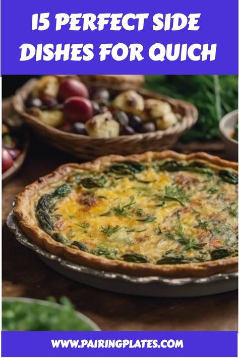 15 Mouthwatering Side Dishes to Serve With Quiche! 🍴🥗 #quiche #sidedishes #yum What To Serve With Quiche, Bacon Onion Quiche, Spinach Feta Quiche, Broccoli Cheddar Quiche, Leek Quiche, Goat Cheese Quiche, Brunch Sides, Veggie Quiche, Spinach Quiche