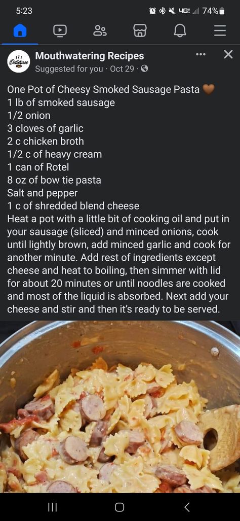 Smoked Sausage And Pasta, Cheesy Smoked Sausage Pasta, Kielbasa Pasta Recipes, Kilbasa Sausage Recipes, Sausage And Pasta, Bow Tie Pasta Recipe, Kielbasa Pasta, Creamy Sausage Pasta, Smoked Sausage Pasta