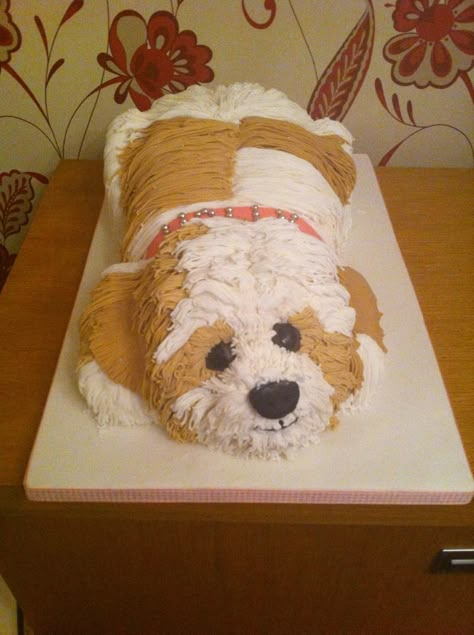 dog cake i would not want to eat it. i would feel like i was eating a poor dog and i would feel bad for eating something that took time and effort to make Dog Face Cake, Face Cake, Puppy Cake, Mini Tortillas, Dog Cakes, Animal Cakes, Puppy Birthday, Dog Cake, Dog Party