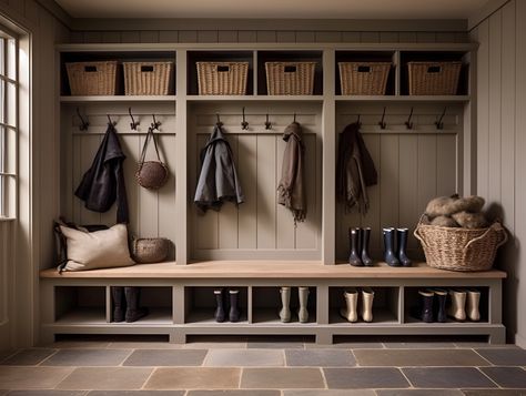 Boot Room at our clients Cotswold Country Home ⁠
⁠
Homes in the country have additional requirements.  Due to the nature of country living, boot rooms are a necessity for many homeowners.  They serve as a practical space for storing outdoor wear, muddy boots and coats.  They provide a convenient transition from outdoors to indoors.  ⁠
⁠
#bootroom #traditionalhome #wellnessandwellbeing #cotswoldinteriordesign #countrylifestyle⁠ Country Boot Room Ideas, Entrance Boot Room, Farmhouse Boot Room, Rustic Boot Room, English Cottage Boot Room, L Shaped Boot Room, Boot Room Ideas Small, Country Boot Room, Narrow Boot Room